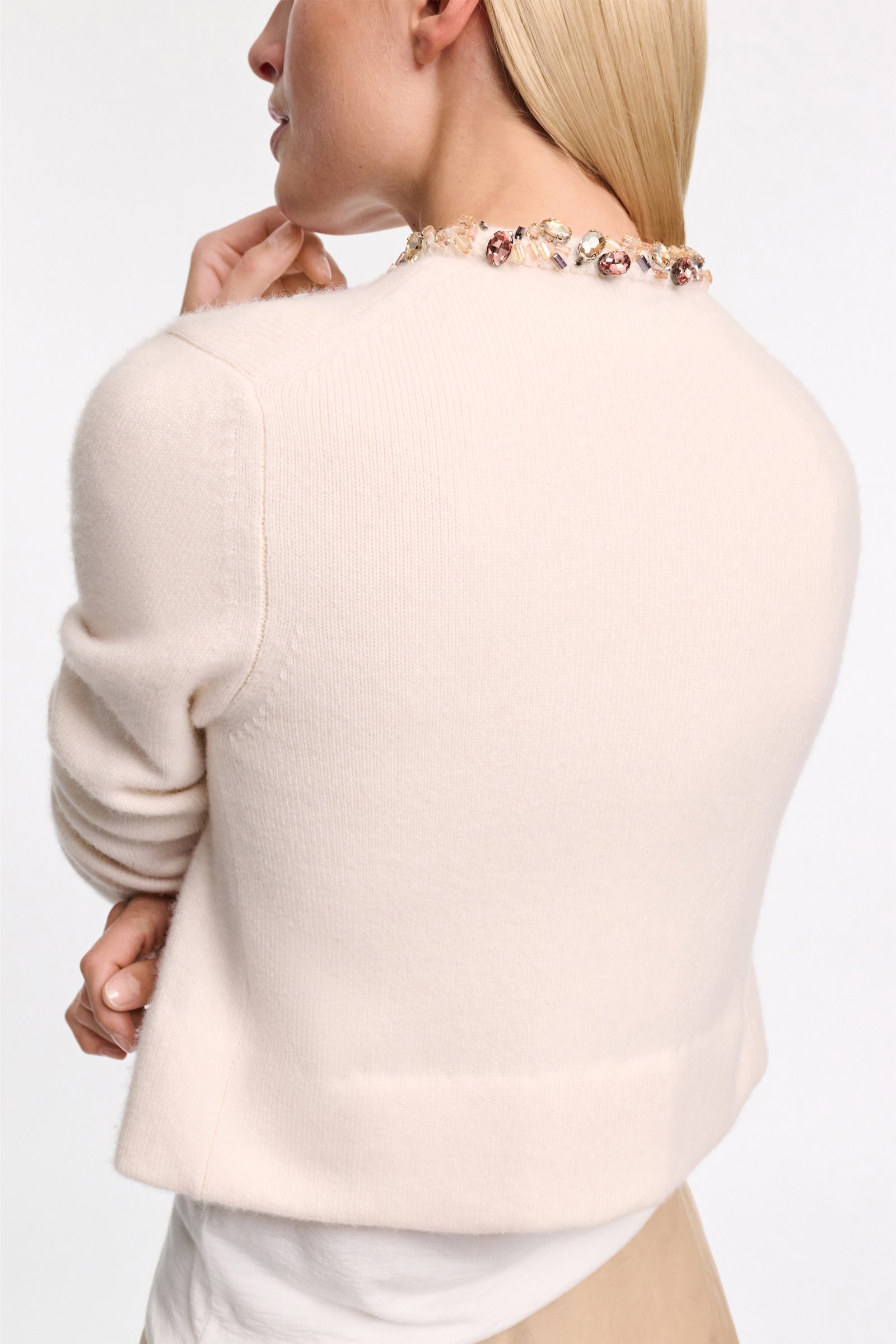 Dorothee Schumacher Embellished cashmere cardigan orchid white