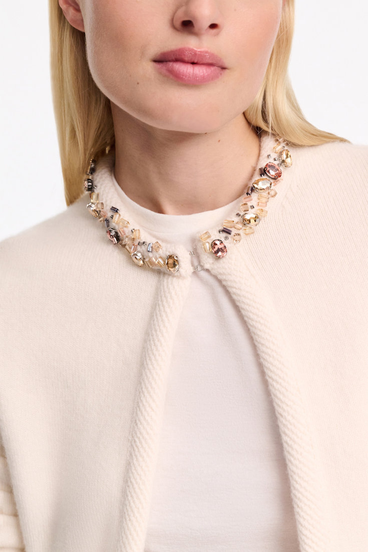 Dorothee Schumacher Embellished cashmere cardigan orchid white