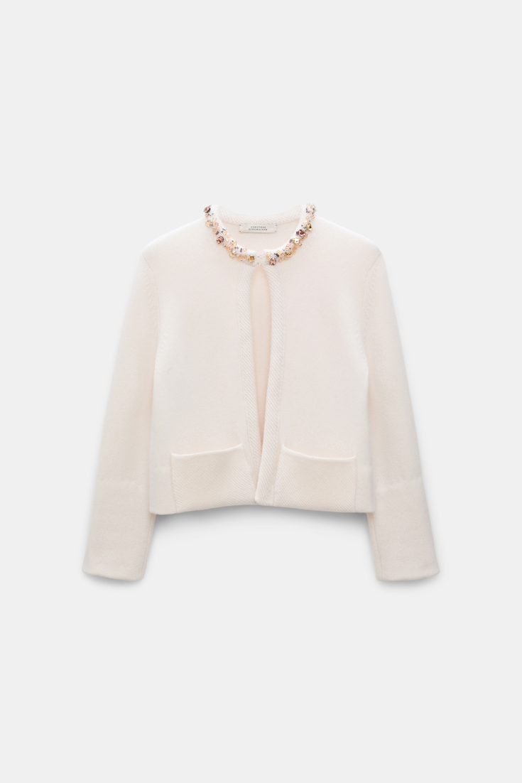 Dorothee Schumacher Embellished cashmere cardigan orchid white