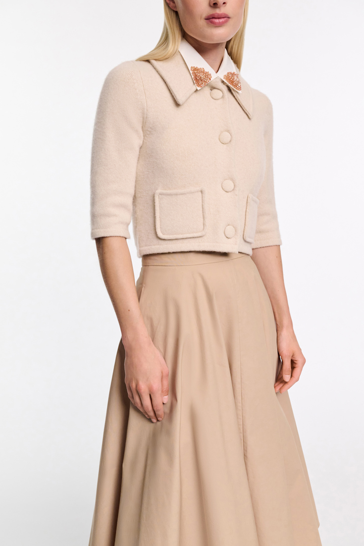 Dorothee Schumacher Cropped Merino-cashmere knit jacket angora