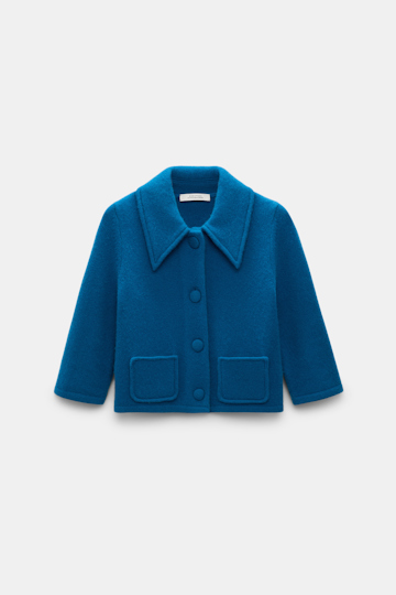 Dorothee Schumacher Cropped Merino-cashmere knit jacket blue coral