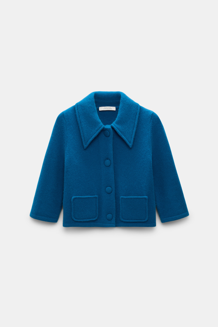 Dorothee Schumacher Cropped Merino-cashmere knit jacket blue coral