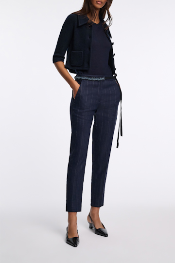 Dorothee Schumacher Cropped Merino-cashmere knit jacket dark navy