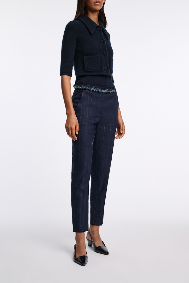 Dorothee Schumacher Cropped Merino-cashmere knit jacket dark navy