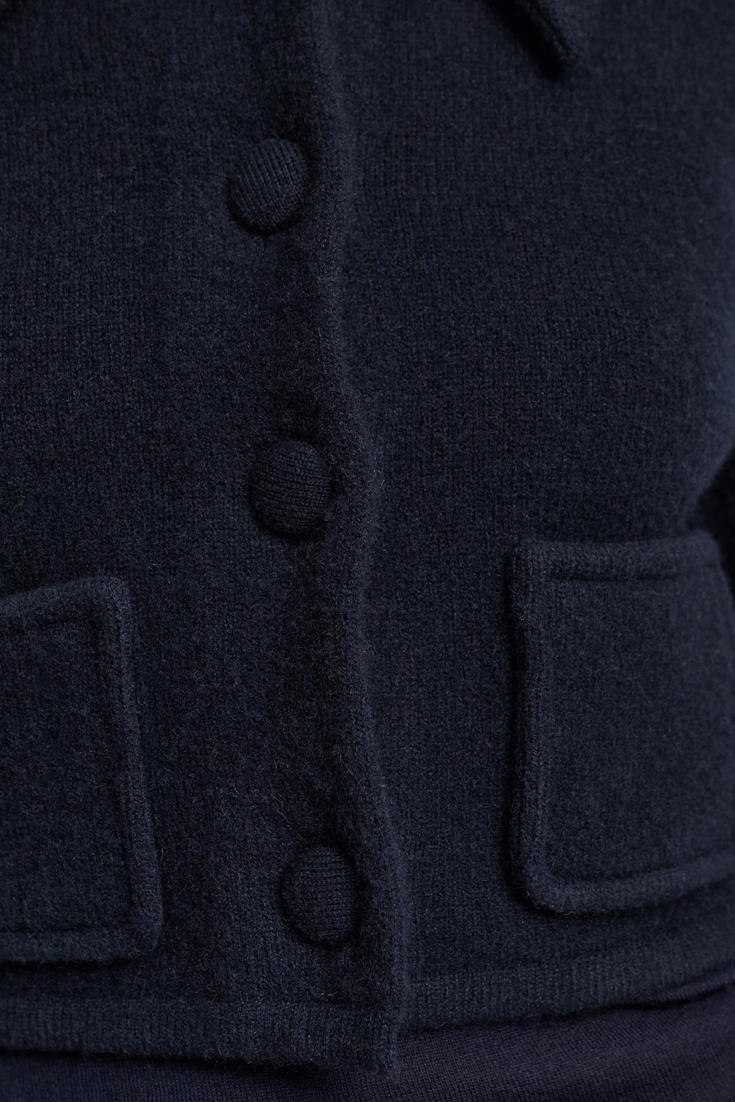Dorothee Schumacher Cropped Merino-cashmere knit jacket dark navy