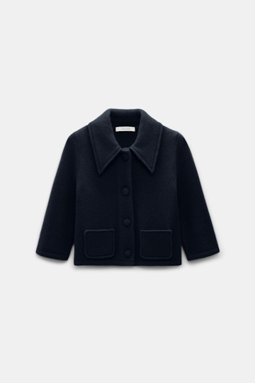 Dorothee Schumacher Cropped Merino-cashmere knit jacket dark navy