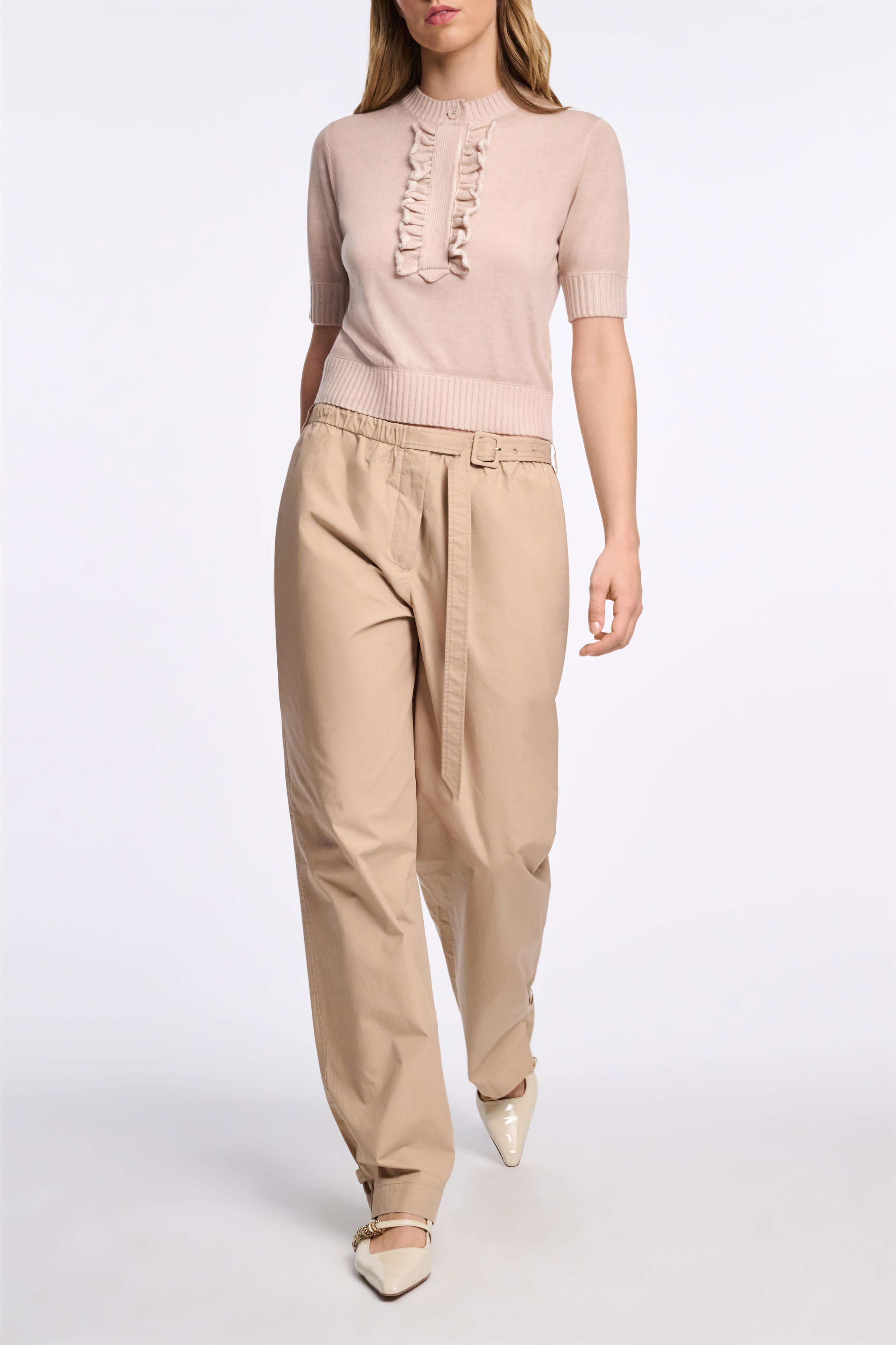 Dorothee Schumacher Wool-cashmere knit top with ruffle