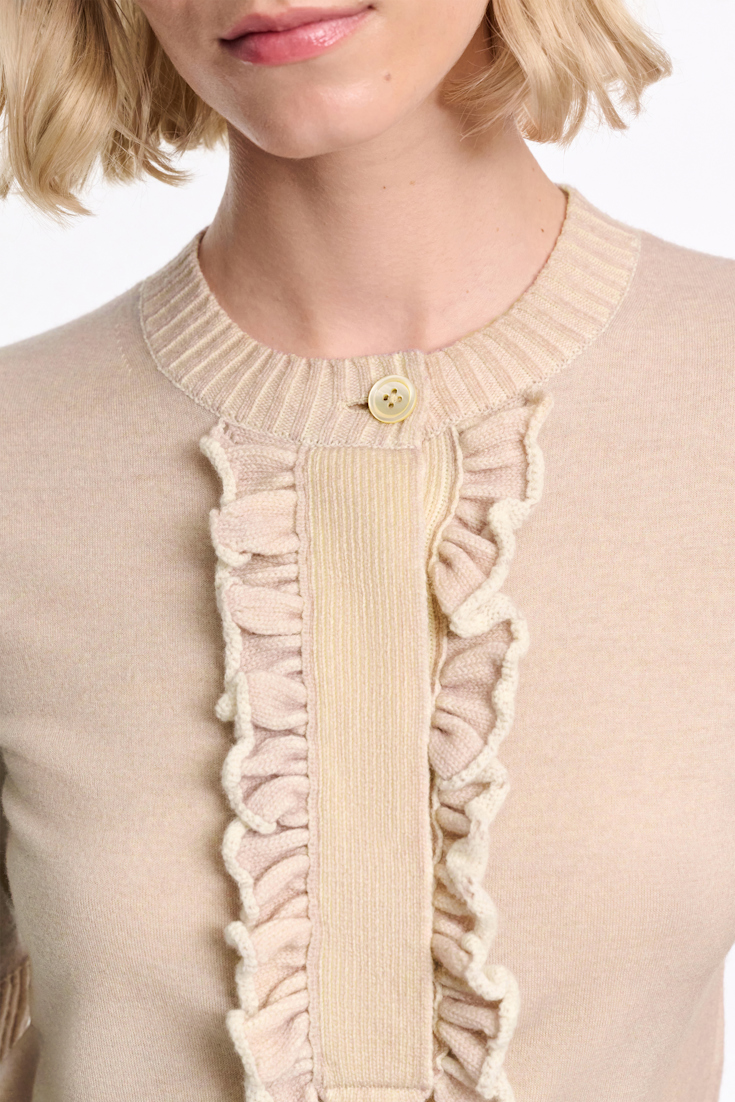 Dorothee Schumacher Wool-cashmere knit top with ruffle panel trench