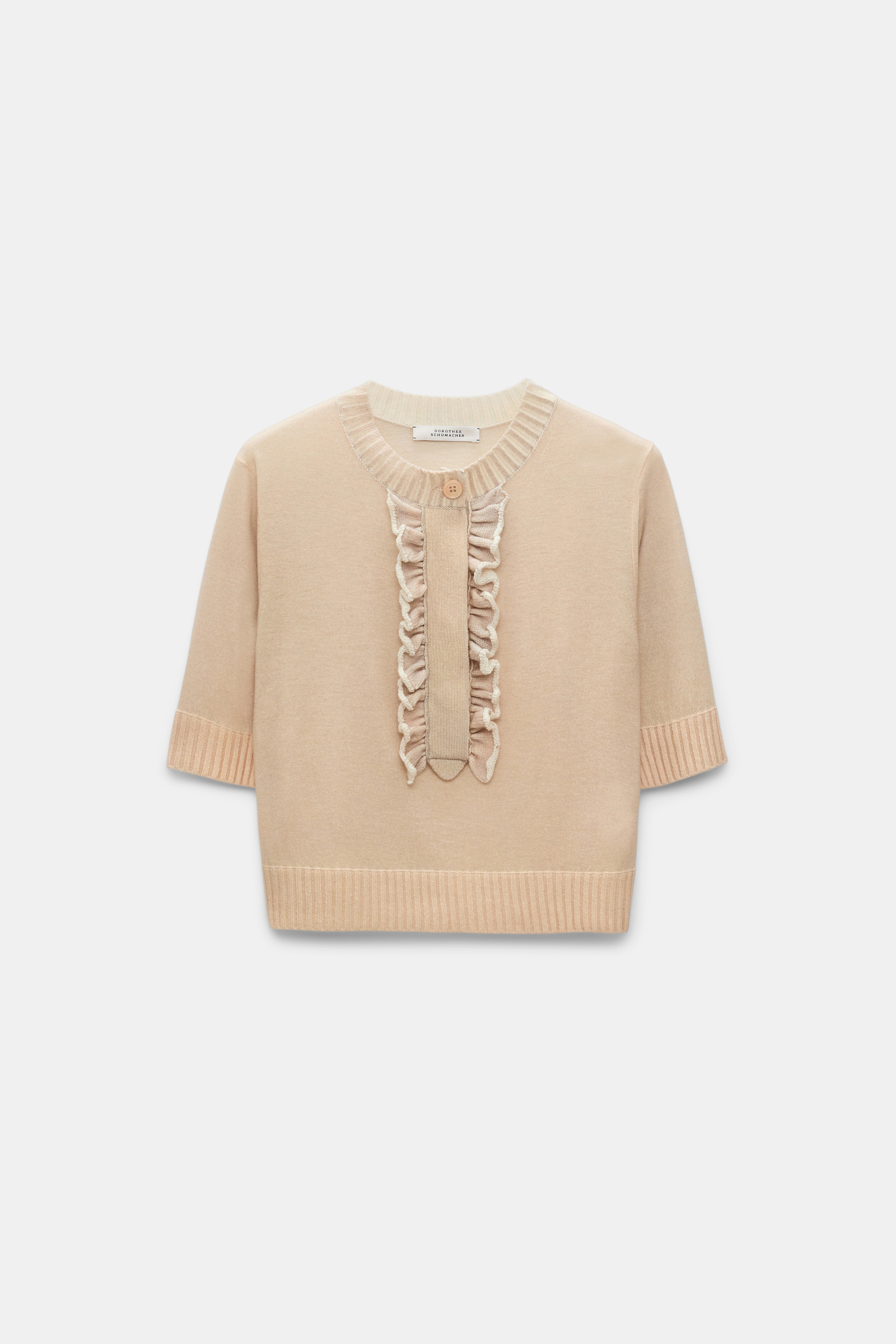 Dorothee Schumacher Wool-cashmere knit top with ruffle panel trench