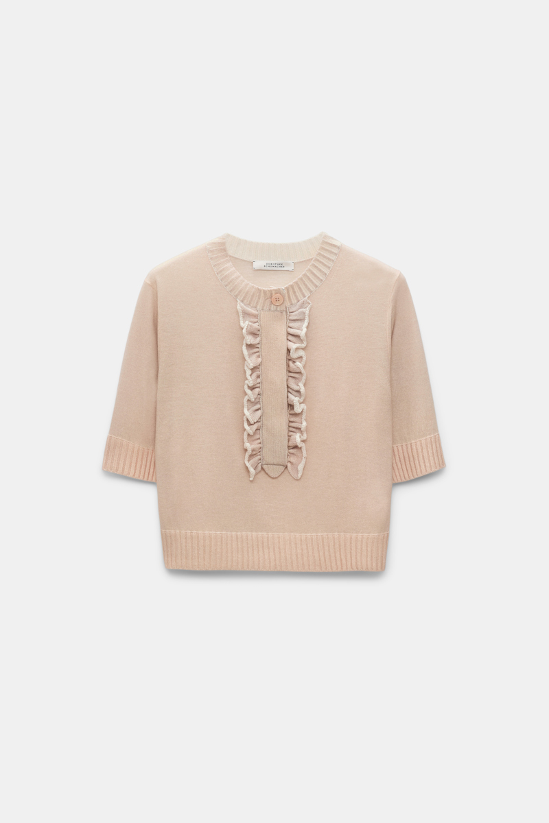 Dorothee Schumacher Wool-cashmere Knit Top With Ruffle Panel