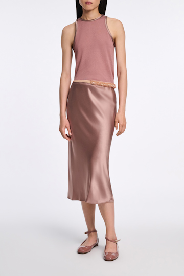 Dorothee Schumacher Knit tank top with silk trim burnt tan