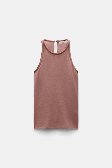 Dorothee Schumacher Knit tank top with silk trim burnt tan