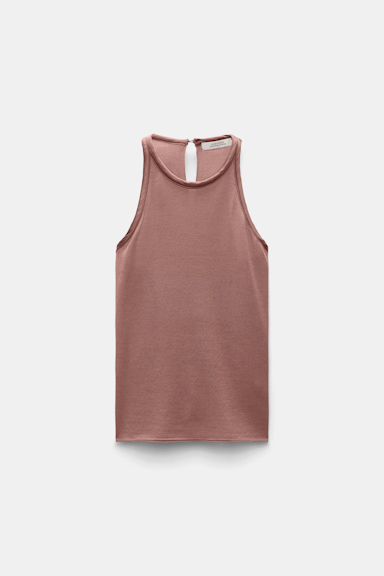Dorothee Schumacher Knit tank top with silk trim burnt tan