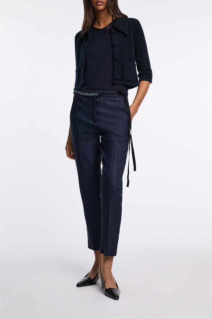 Dorothee Schumacher Knit tank top with silk trim dark navy