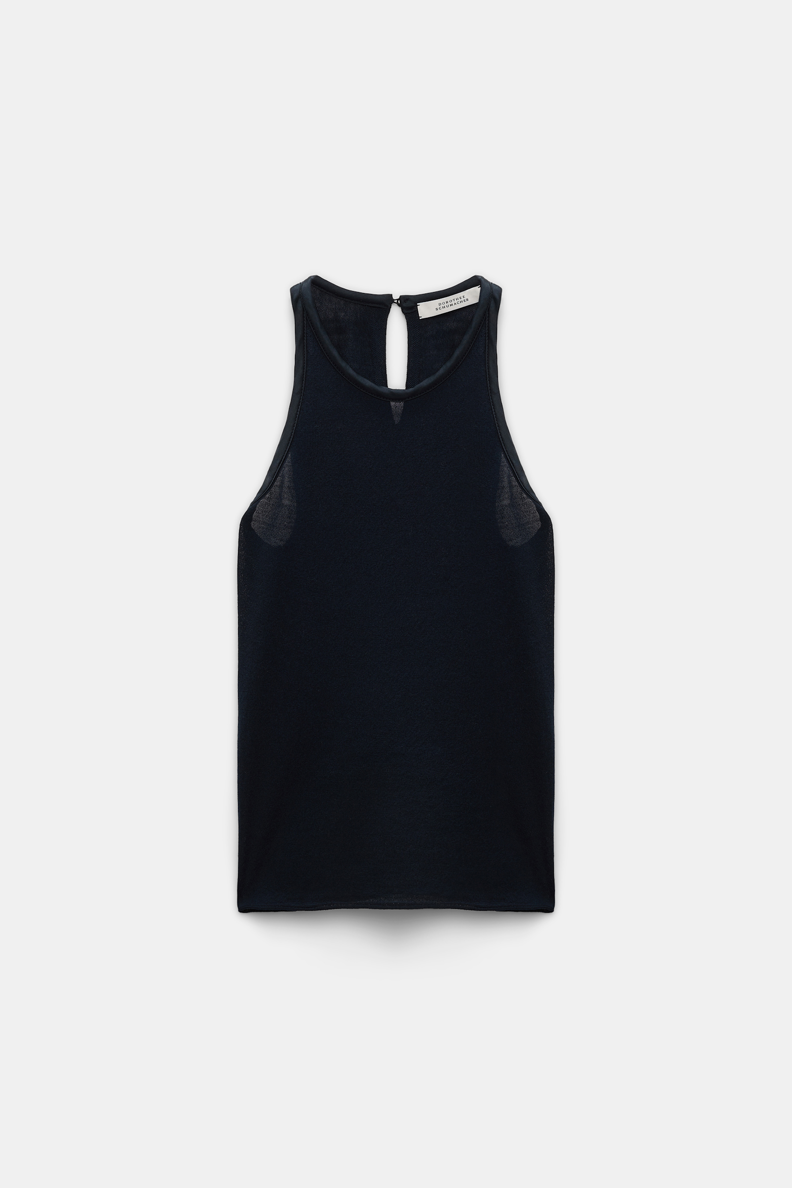 Dorothee Schumacher Knit tank top with silk trim dark navy