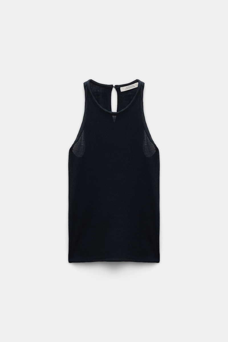 DOROTHEE SCHUMACHER KNIT TANK TOP WITH SILK TRIM 