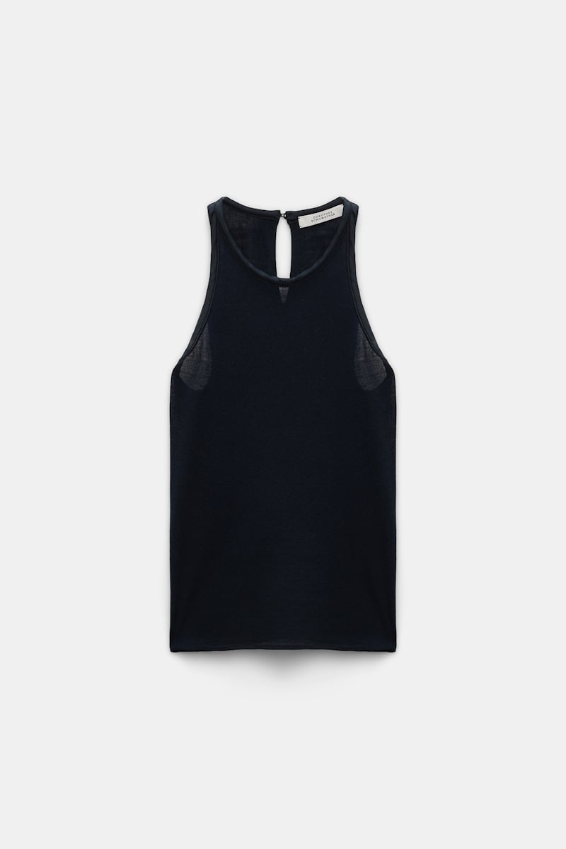DOROTHEE SCHUMACHER KNIT TANK TOP WITH SILK TRIM