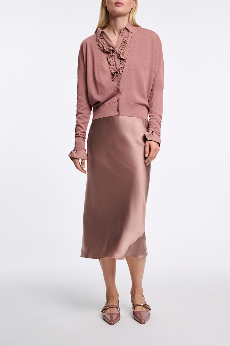 Dorothee Schumacher Cardigan with deep V-neckline burnt tan