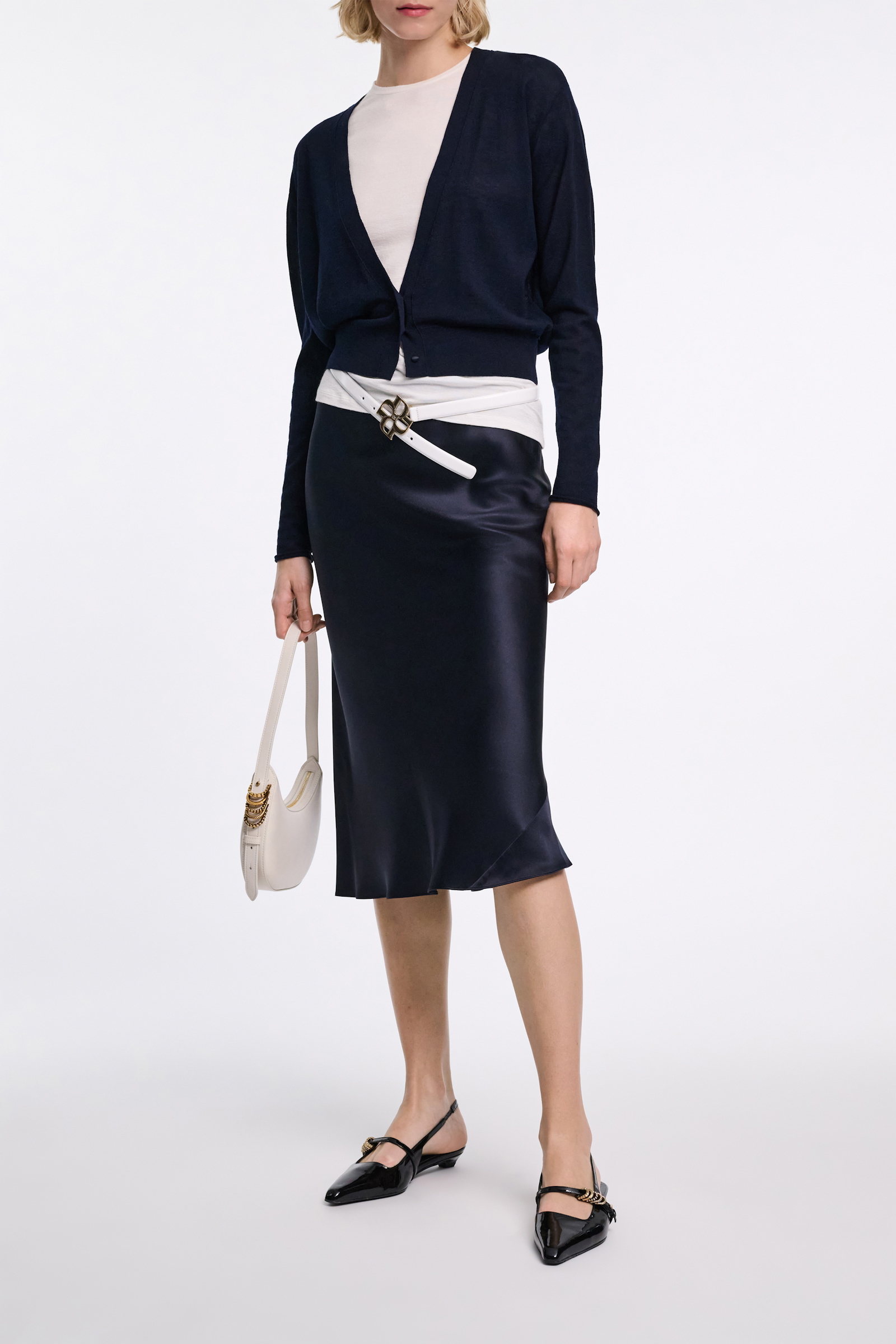 Dorothee Schumacher Cardigan with deep V-neckline dark navy