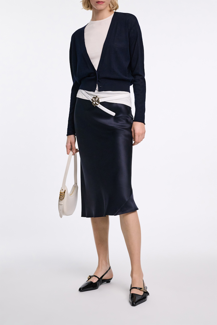 Dorothee Schumacher Cardigan with deep V-neckline dark navy