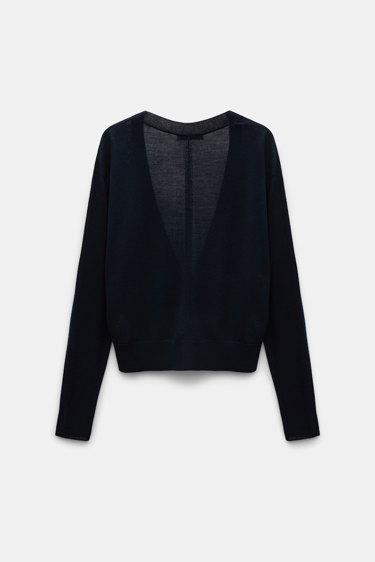 Dorothee Schumacher Cardigan with deep V-neckline dark navy