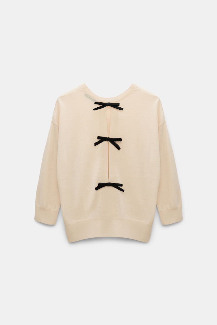 Dorothee Schumacher Pullover with satin bows on the back ivory