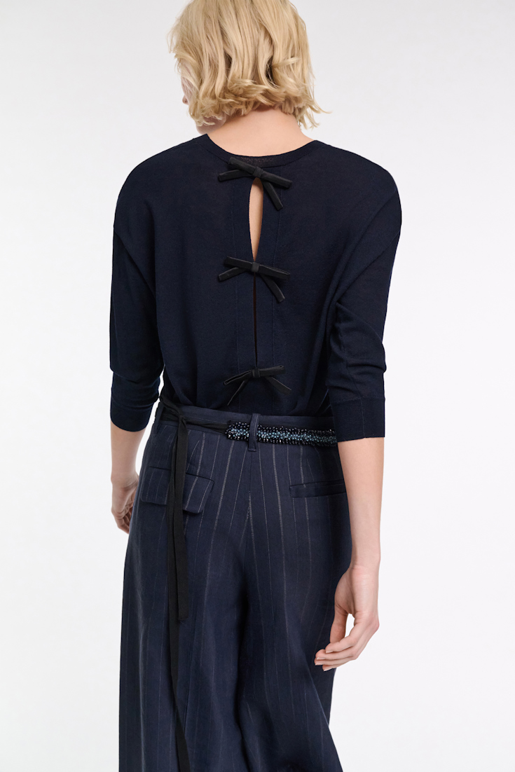 Dorothee Schumacher Pullover with satin bows on the back dark navy