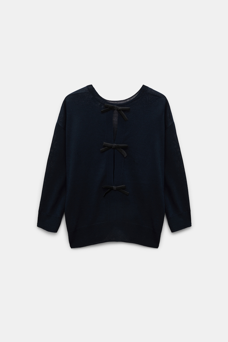 Dorothee Schumacher Pullover with satin bows on the back dark navy