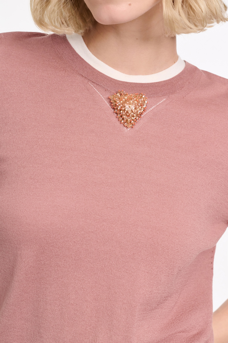Dorothee Schumacher Pullover with embellished organza detail burnt tan