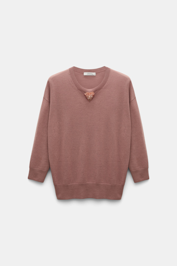 Dorothee Schumacher Pullover with embellished organza detail burnt tan