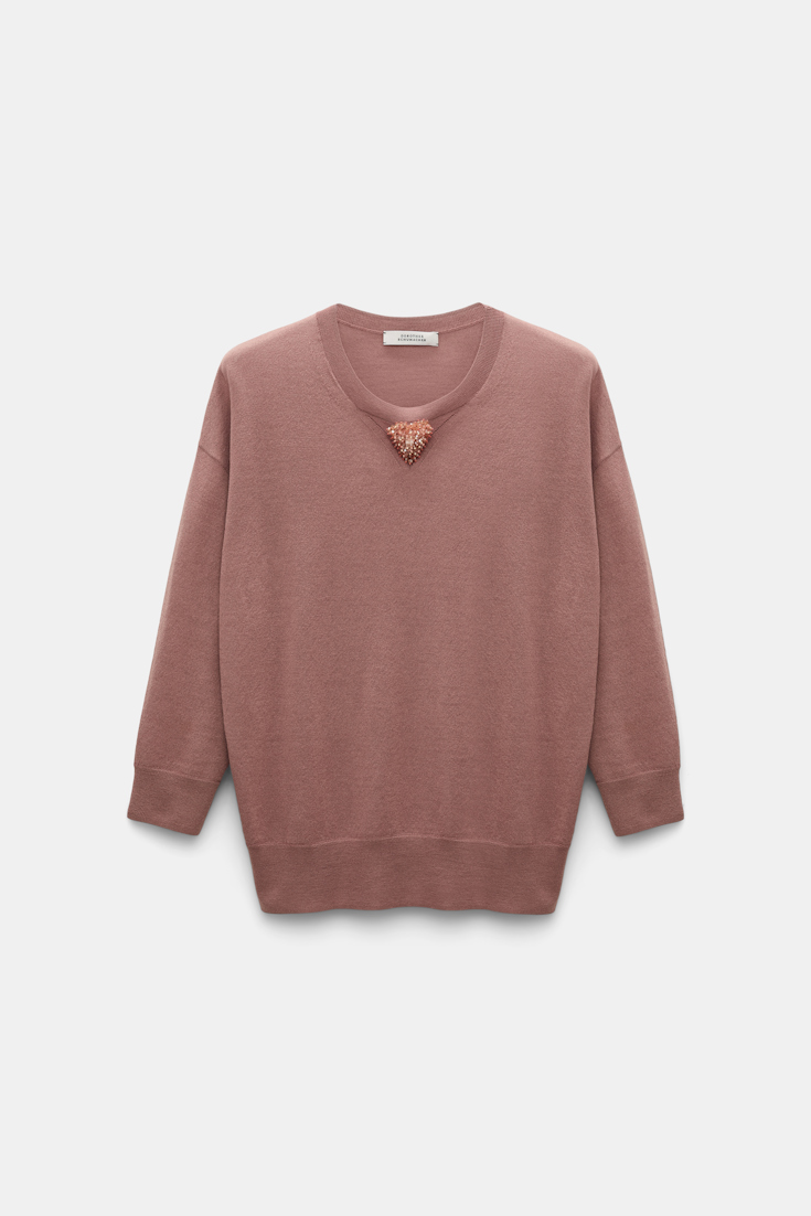 Dorothee Schumacher Pullover with embellished organza detail burnt tan