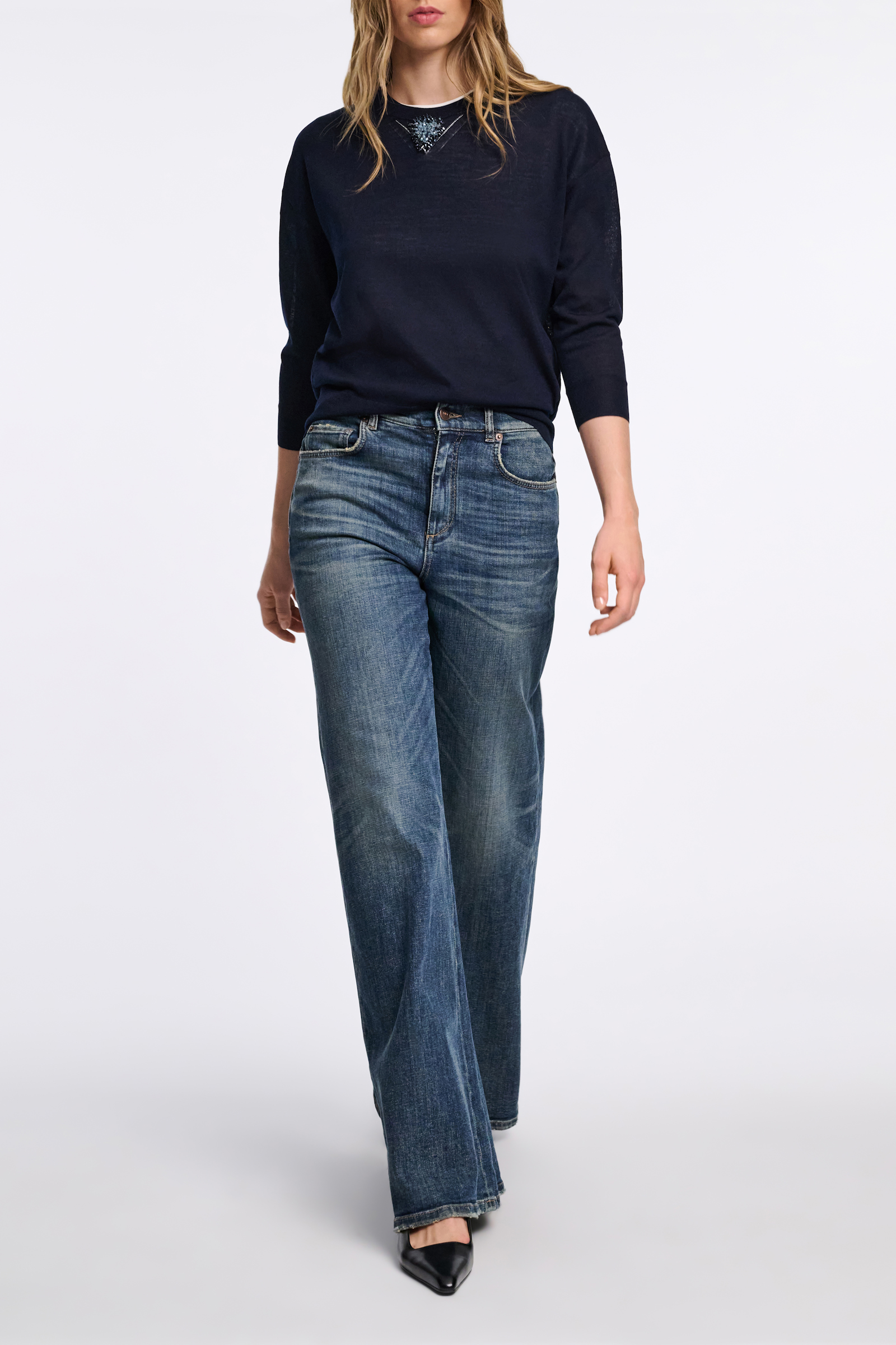 Dorothee Schumacher Rundhalspullover mit Embroidery dark navy