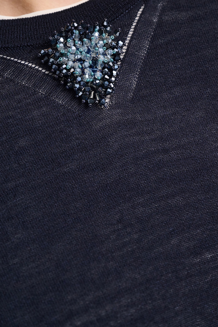 Dorothee Schumacher Rundhalspullover mit Embroidery dark navy