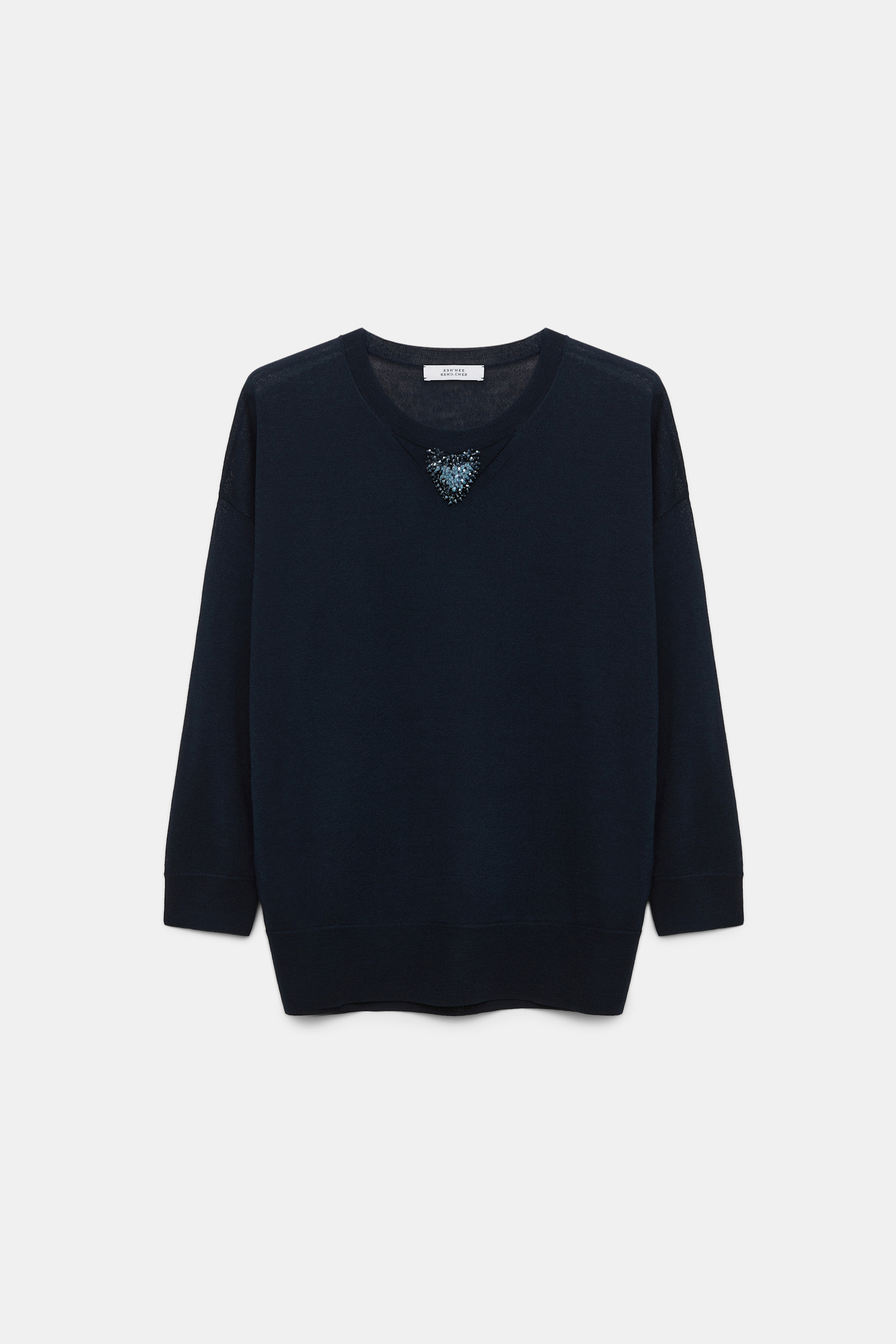 Dorothee Schumacher Pullover with embellished organza detail dark navy