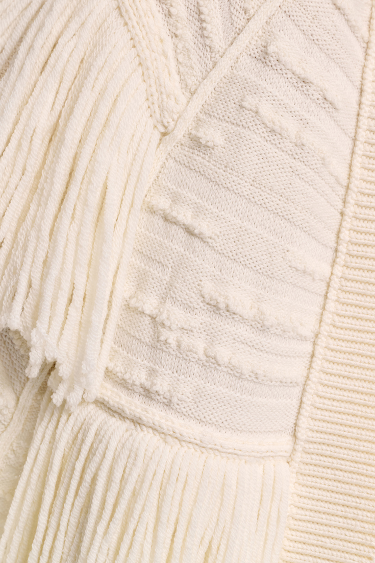 Dorothee Schumacher Cape-style fringed cardigan camellia white
