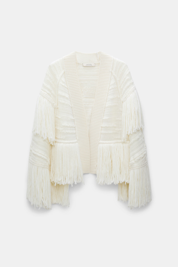Dorothee Schumacher Cape-style fringed cardigan camellia white