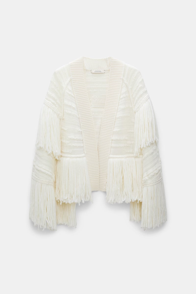 Shop Dorothee Schumacher Cape-style Fringed Cardigan