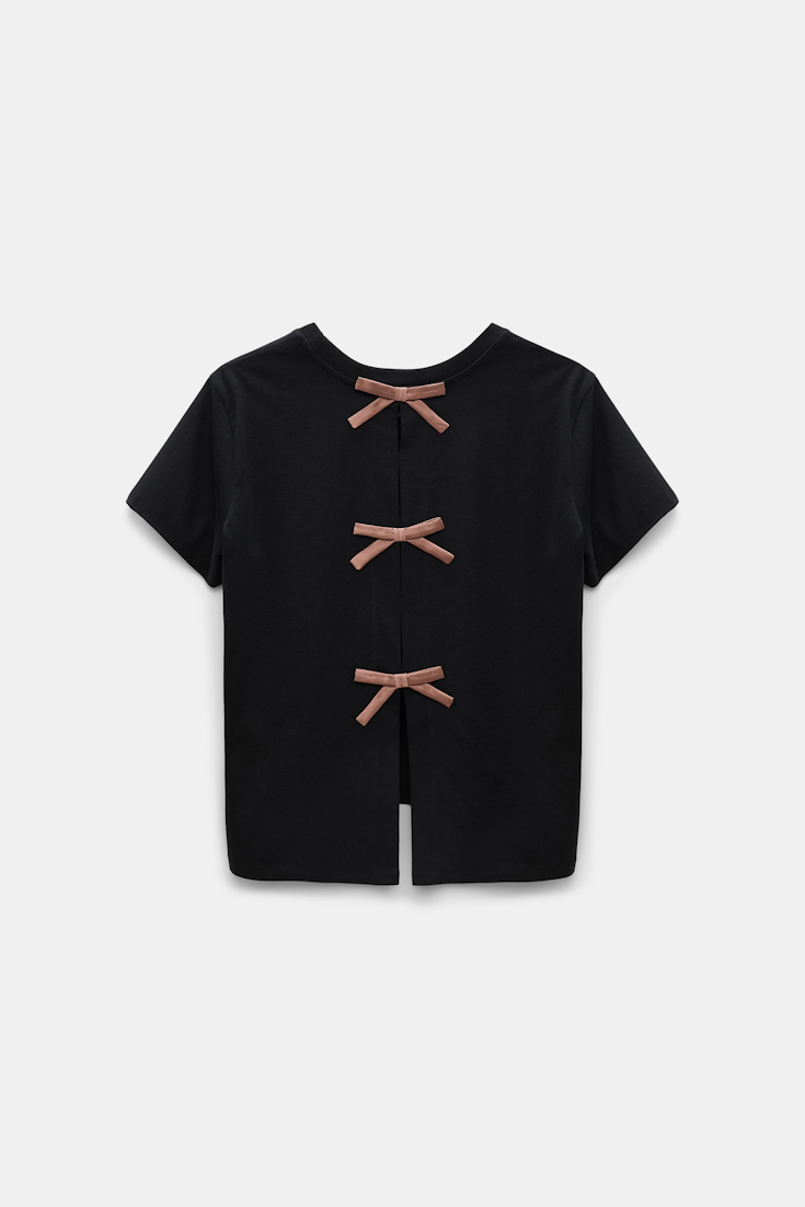Dorothee Schumacher T-shirt with satin bows on the back pure black