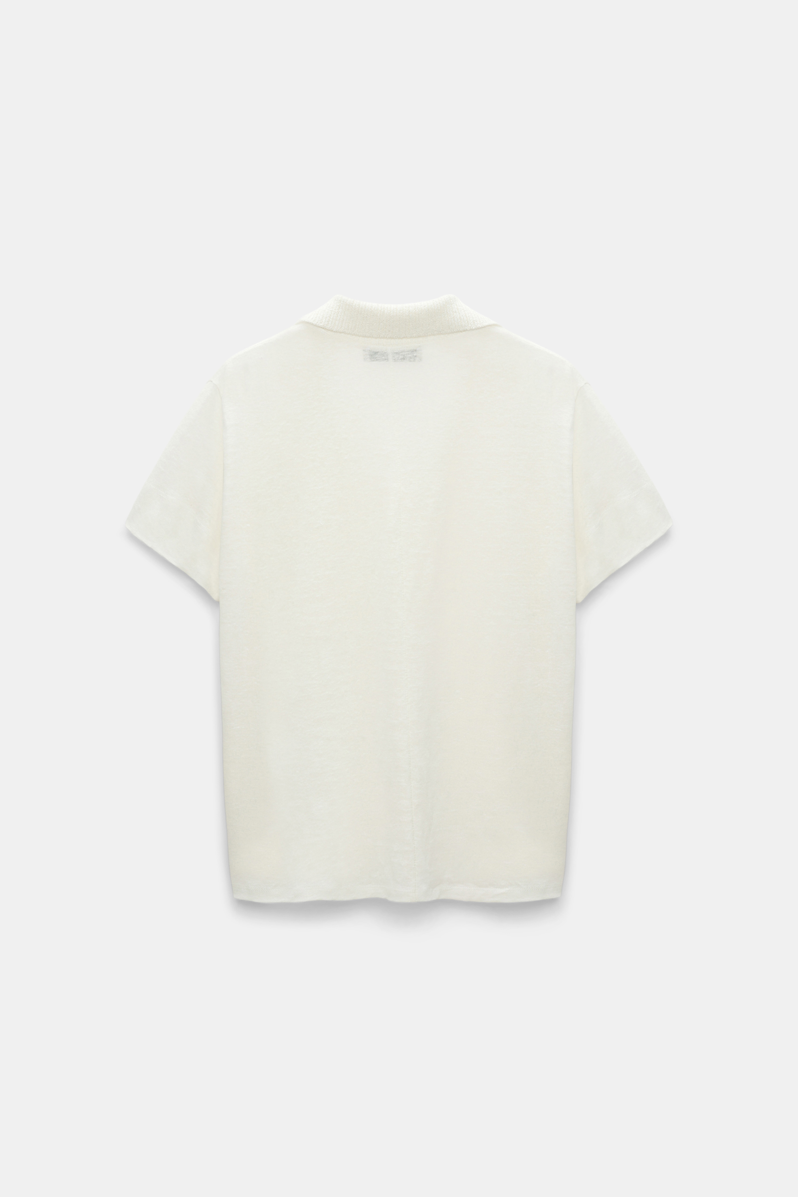 Dorothee Schumacher Hemp polo shirt with ribbed knit collar camellia white