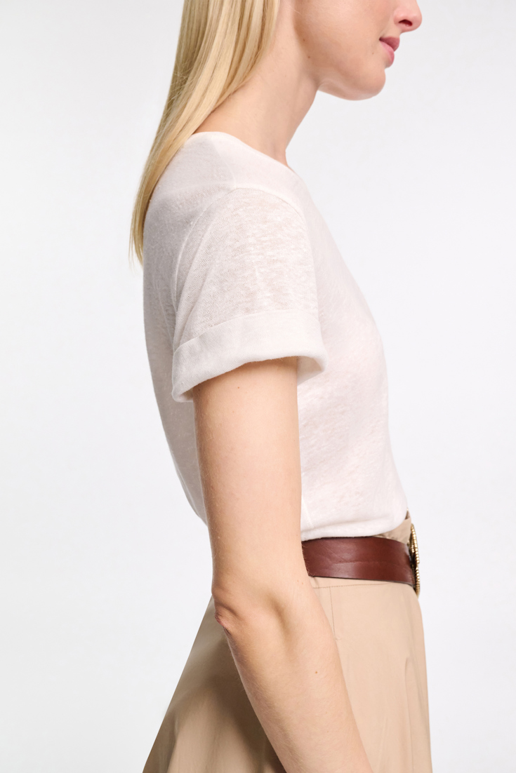 Dorothee Schumacher Short sleeve hemp T-shirt camellia white