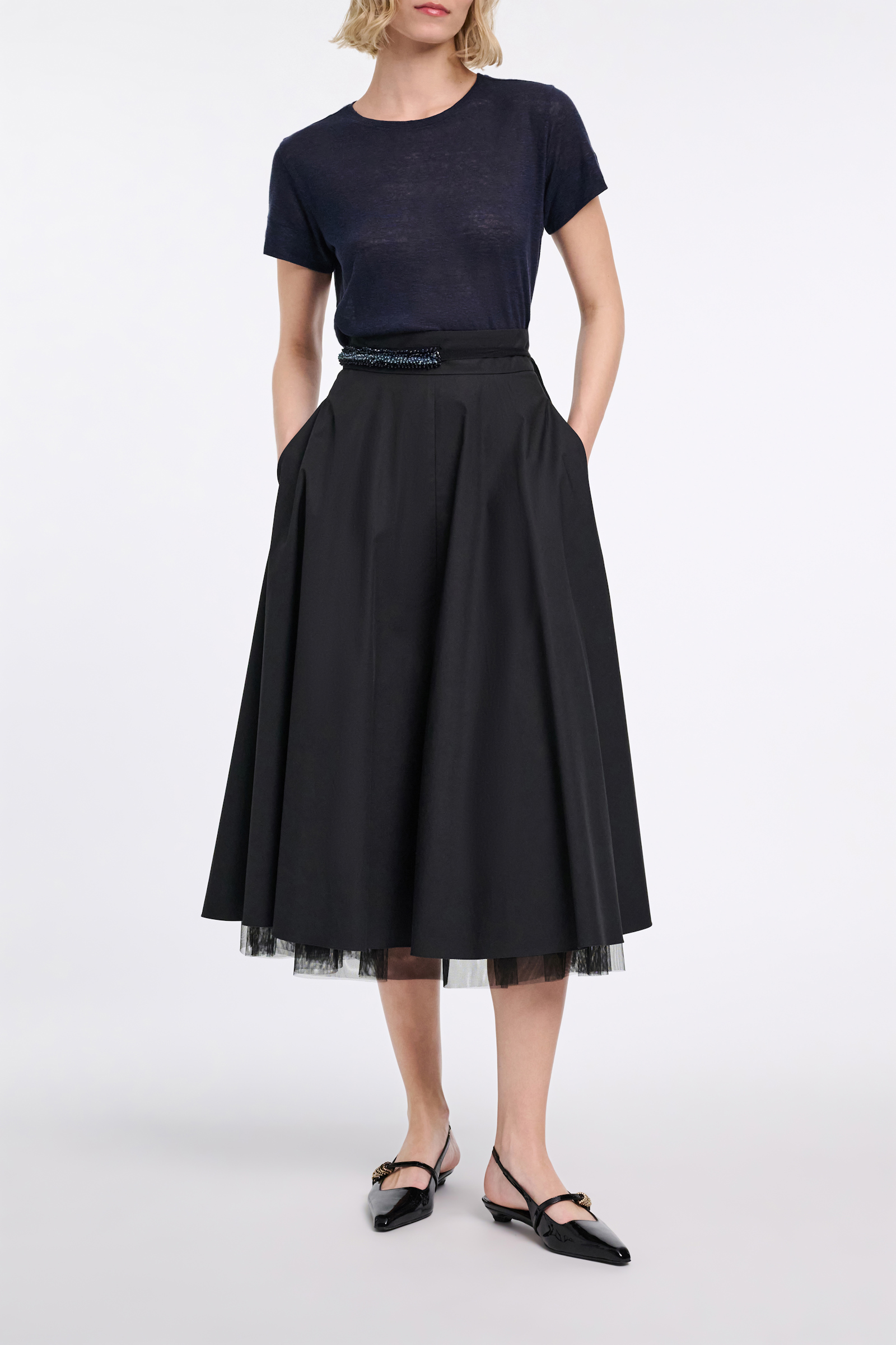 Dorothee Schumacher Short sleeve hemp T-shirt dark navy