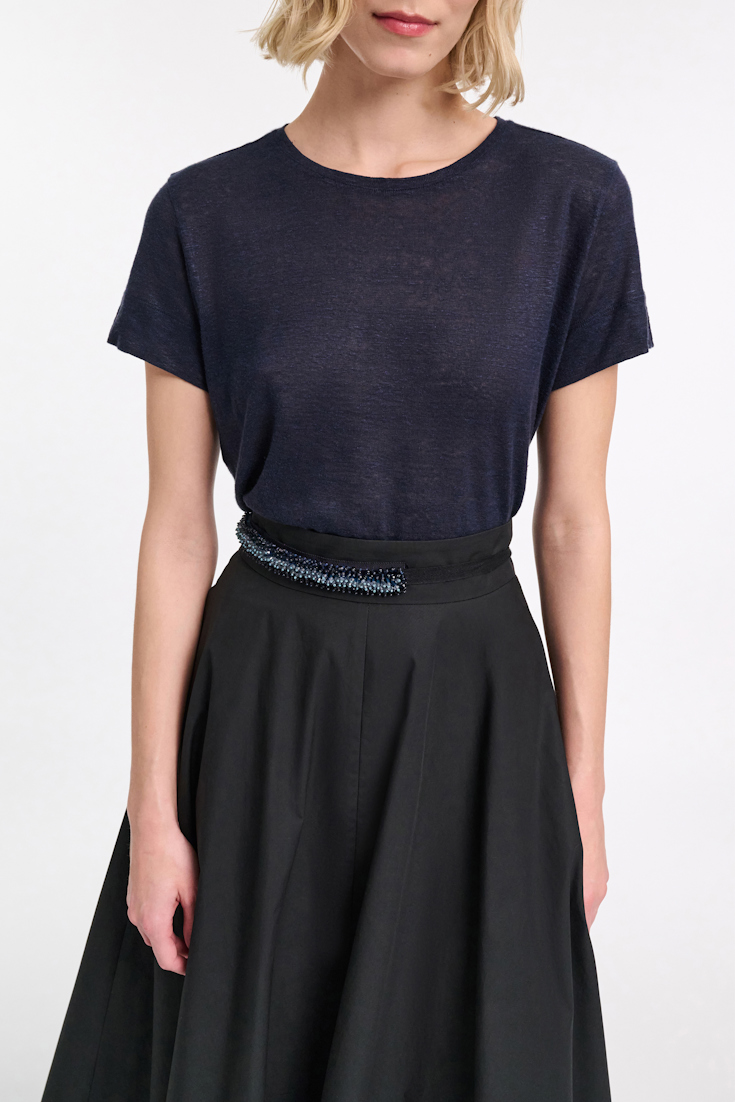 Dorothee Schumacher Short sleeve hemp T-shirt dark navy