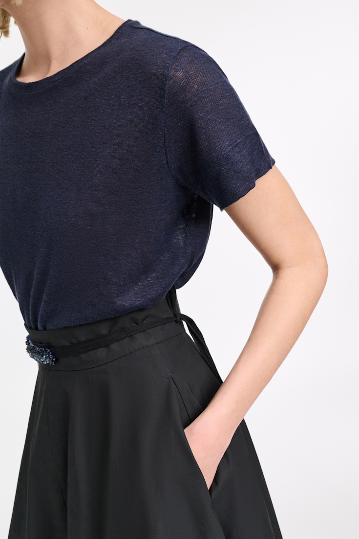 Dorothee Schumacher Short sleeve hemp T-shirt dark navy