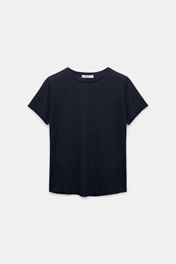 Dorothee Schumacher T-Shirt aus Hanf mit Rundhalsausschnitt dark navy