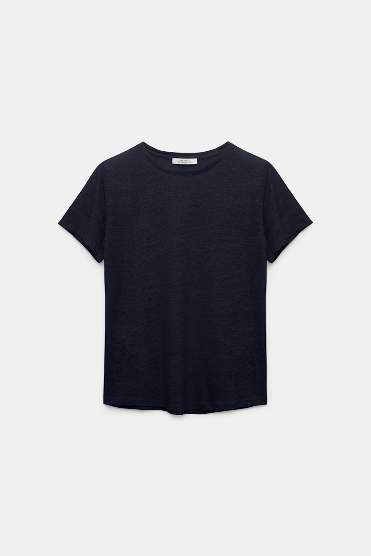 Dorothee Schumacher Short sleeve hemp T-shirt dark navy