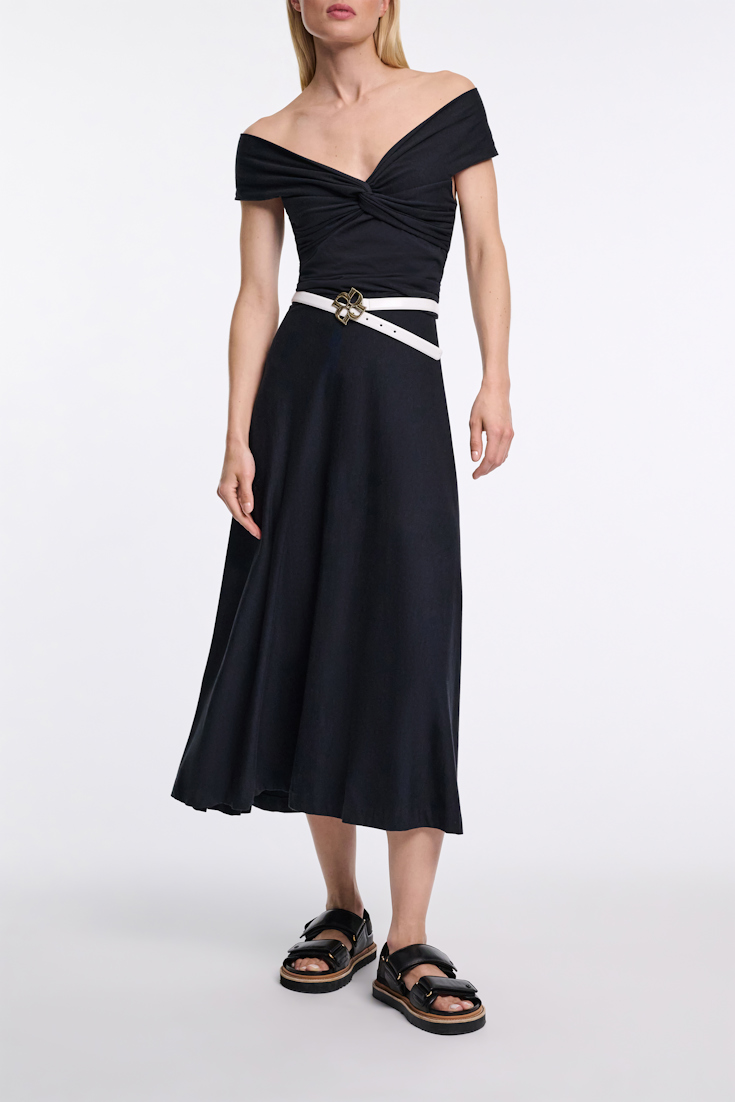 Dorothee Schumacher Dress with draped knot detail dark navy