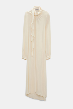 Dorothee Schumacher Crêpe-jersey dress with flounce scarf eggshell