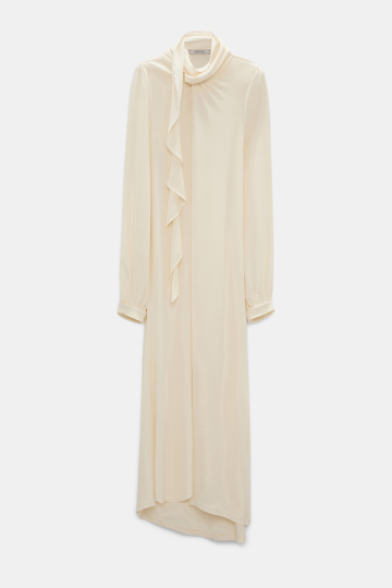 Dorothee Schumacher Crêpe-jersey dress with flounce scarf eggshell