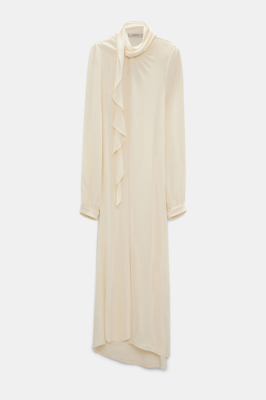 Dorothee Schumacher Crêpe-jersey dress with flounce scarf eggshell