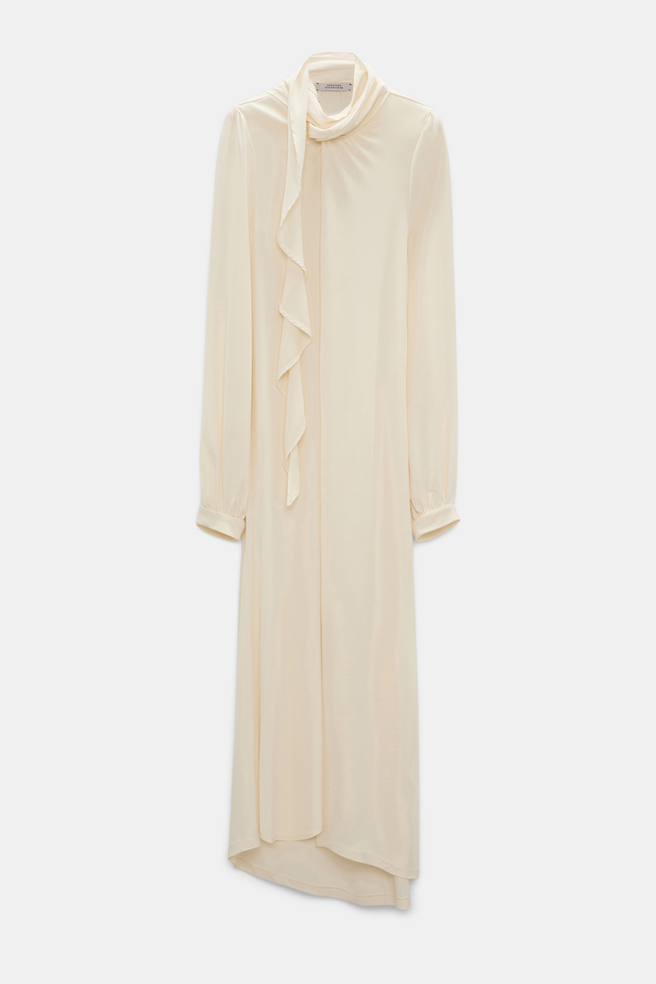 Dorothee Schumacher Crêpe-jersey dress with flounce scarf eggshell